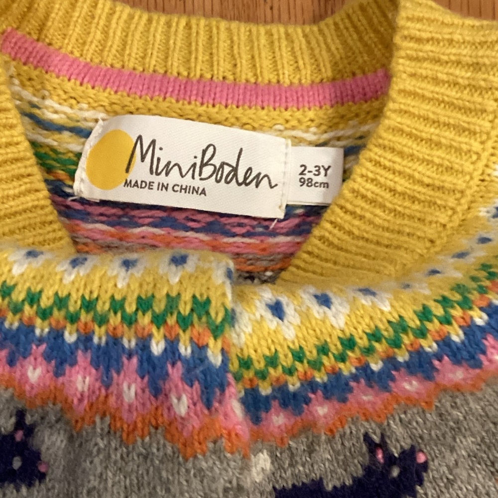 Yellow Kids Fair Isle Cardigan Sweater - Picture 3 of 5